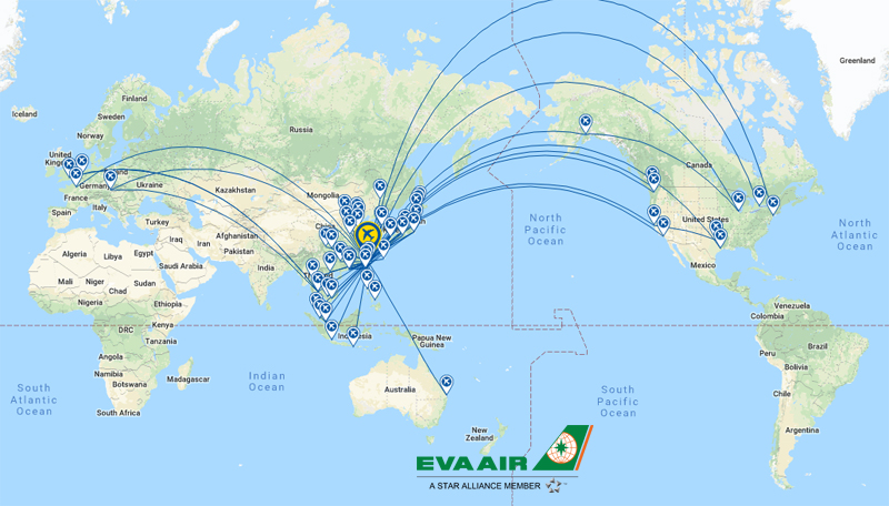 Mạng lưới đường bay Eva Air đa dạng khắp các châu lục