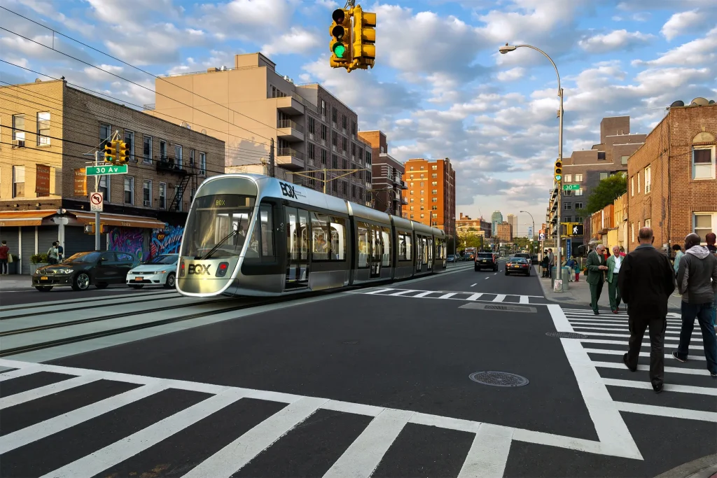 Tàu điện nhẹ Light Rail trên đường phố nước Mỹ