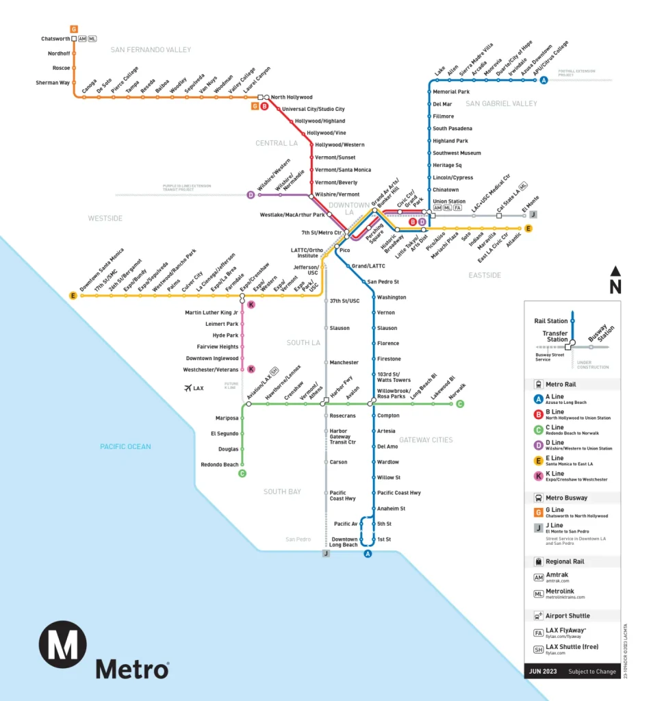 Bản đồ hệ thống tàu điện ngầm Los Angeles